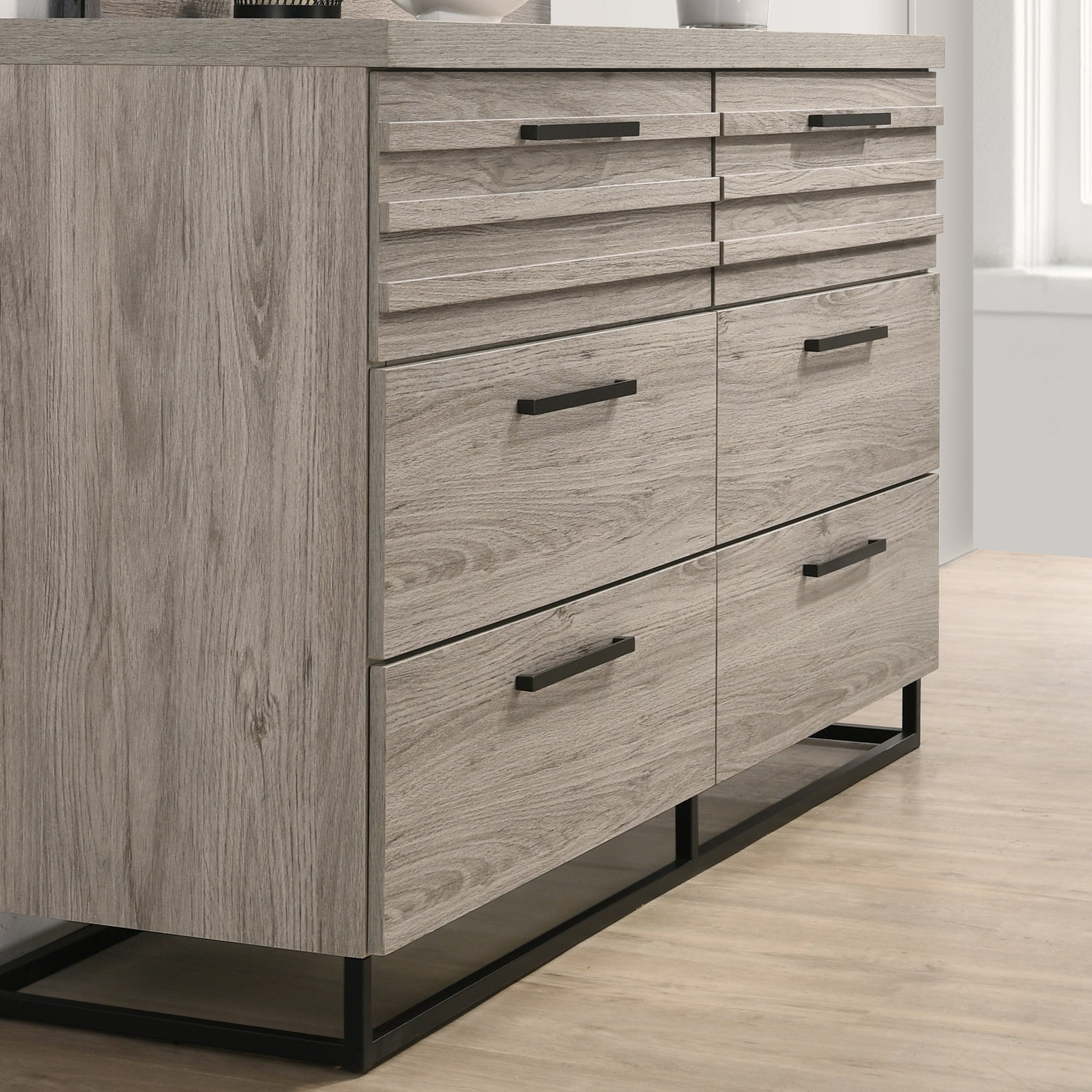 6 drawer grey dresser Alvear Contemporary 6-Drawer Dresser, Weathered Gray – Roundhill Furniture