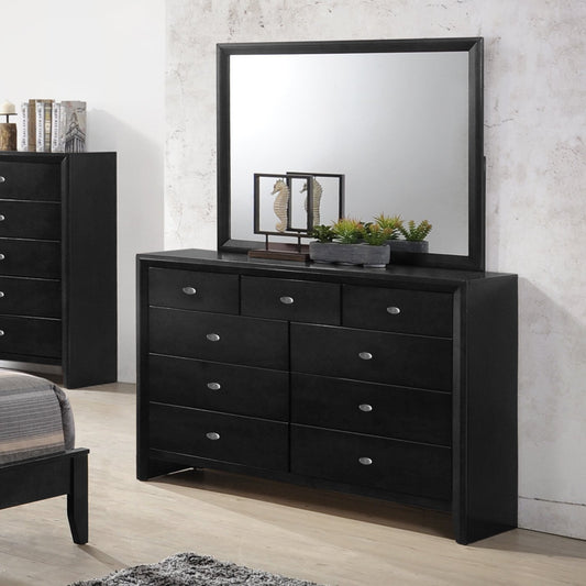 Ecrille 350 Black Wood Dresser and Mirror