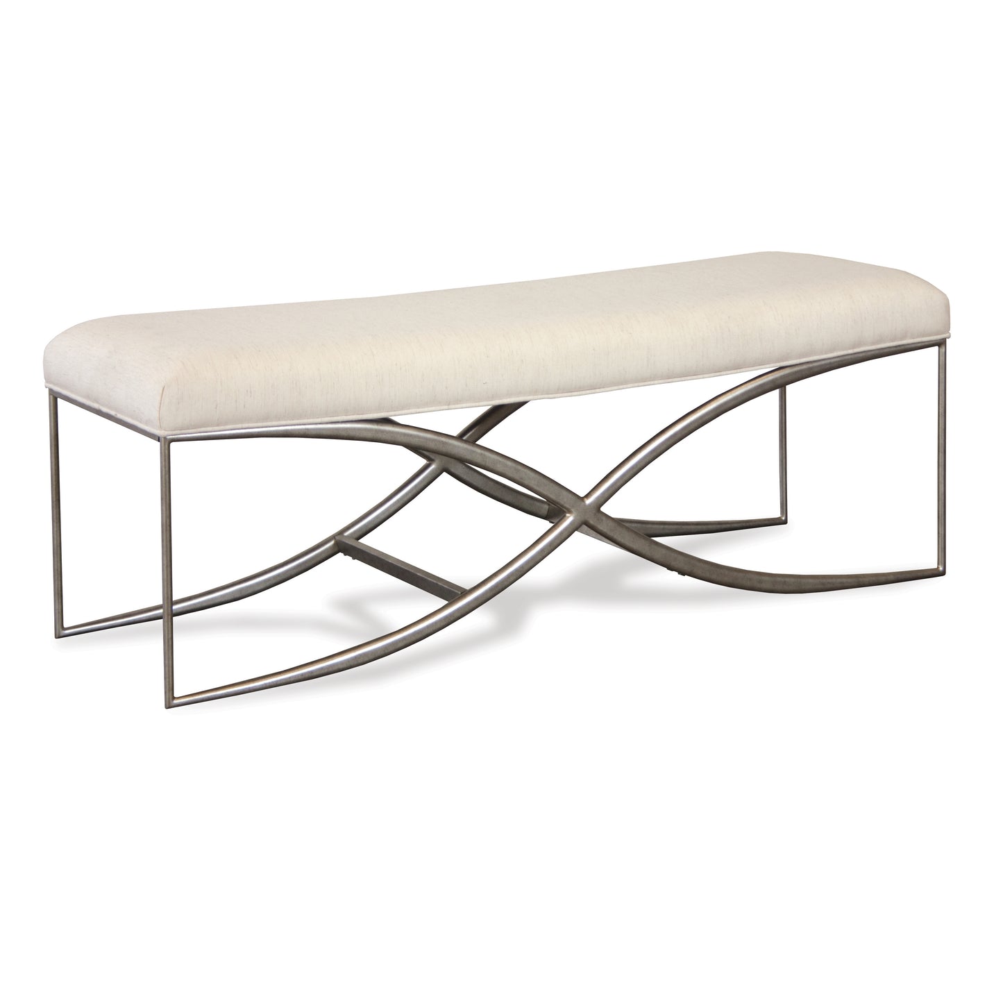 Mantalia Upholstered Bench with Metal Frame, Champagne