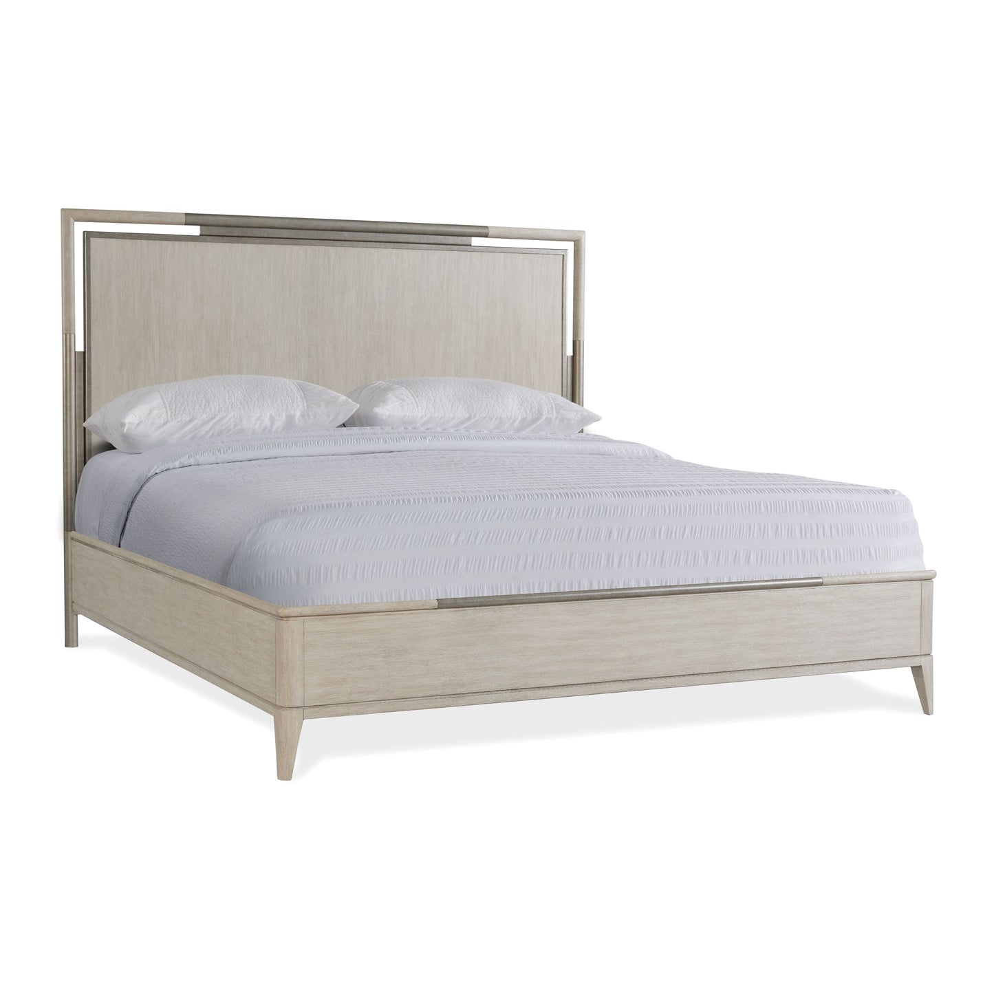 Mantalia Solid Wood Panel Bed with Metal Frame, Champagne