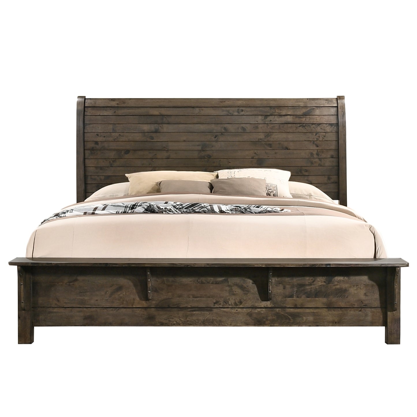 Pavita Rustic Wood Sleigh Bed