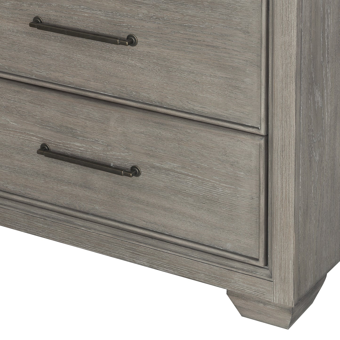Ennesley Wood 2 Drawers Nightstand with USB Charger, Gray