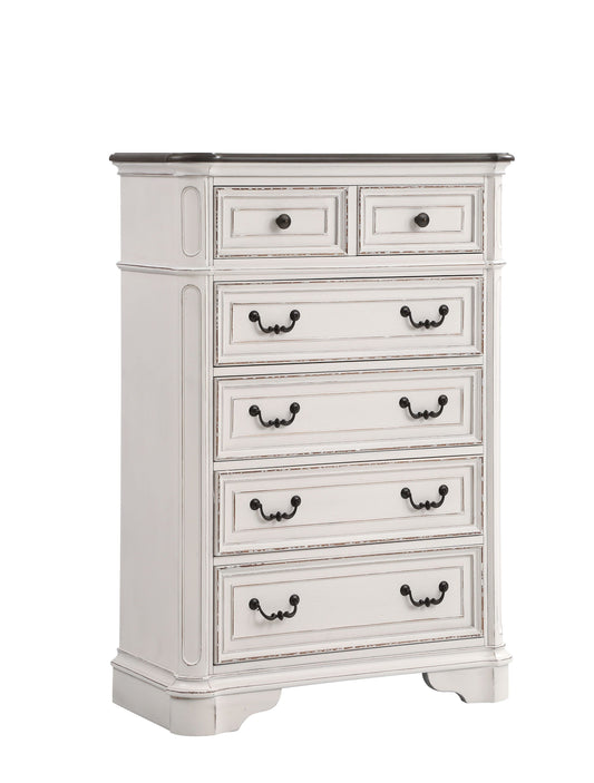 Laval Antique White and Oak Wood Chest