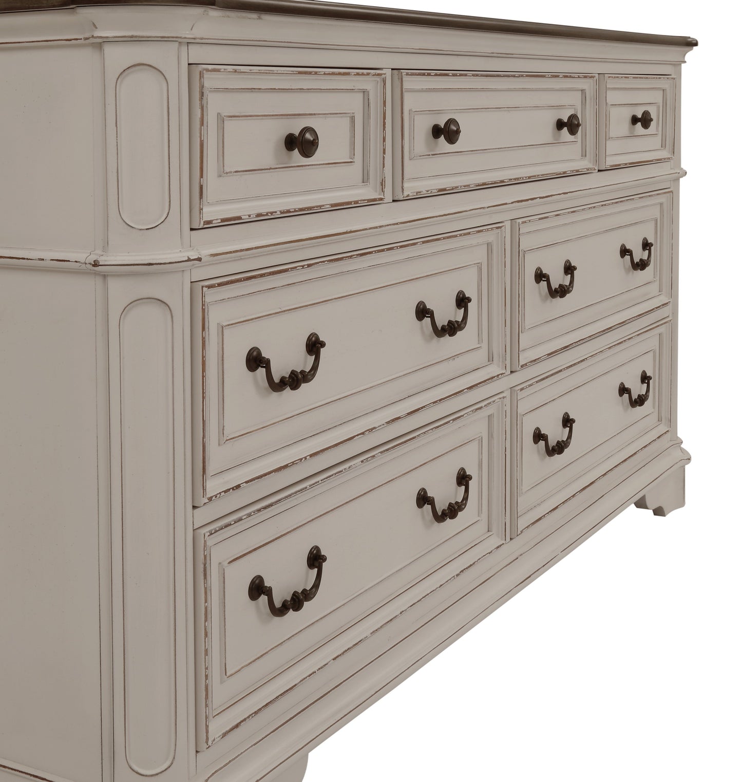 Laval Antique White and Oak Wood Dresser