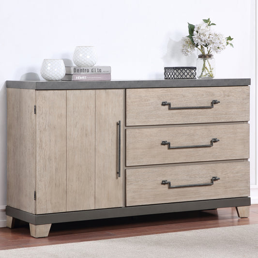 Arbela Wood 3-Drawer Combo Dresser, Weathered Oak Finish