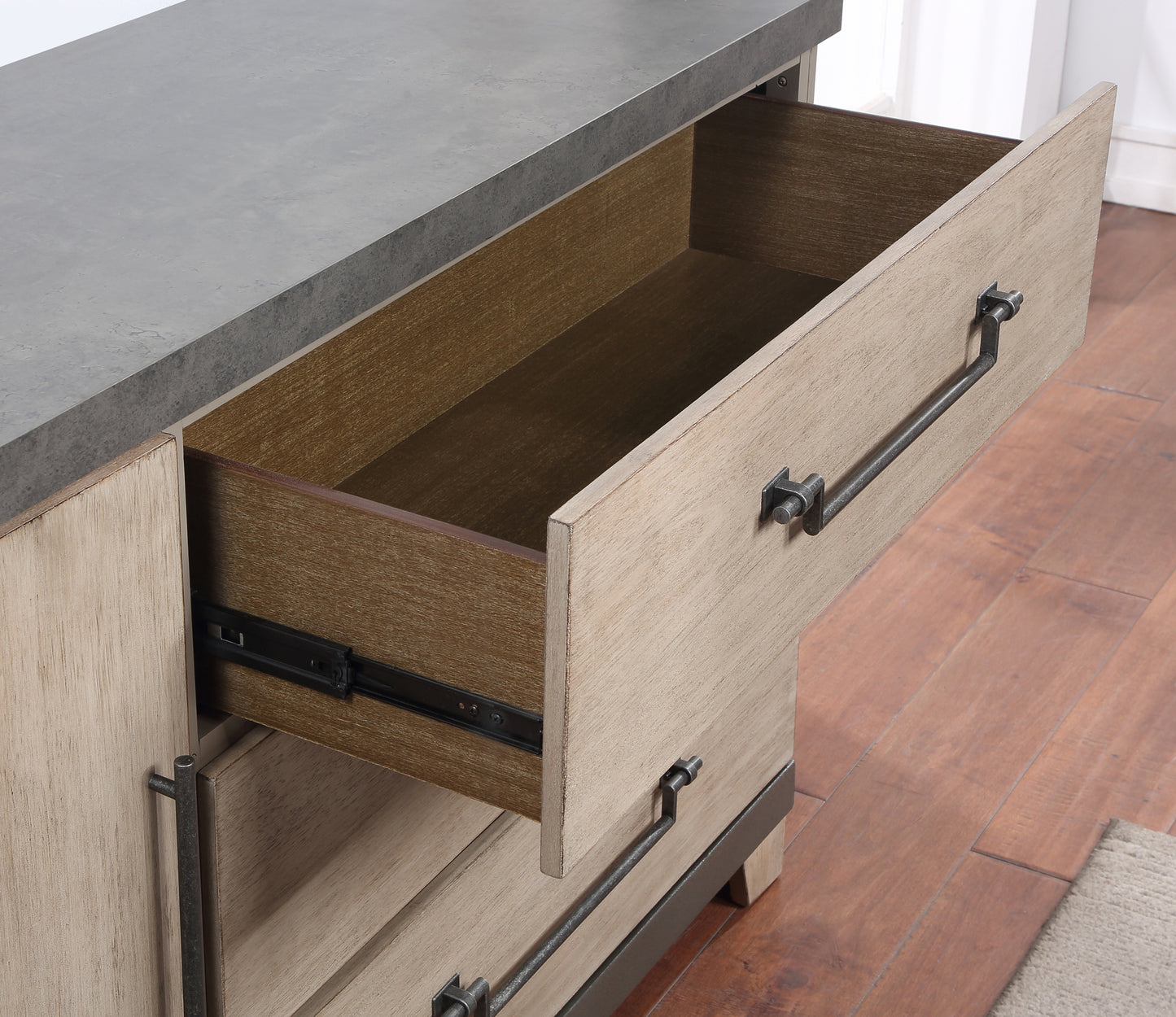 Arbela Wood 3-Drawer Combo Dresser with Mirror, Weathered Oak Finish