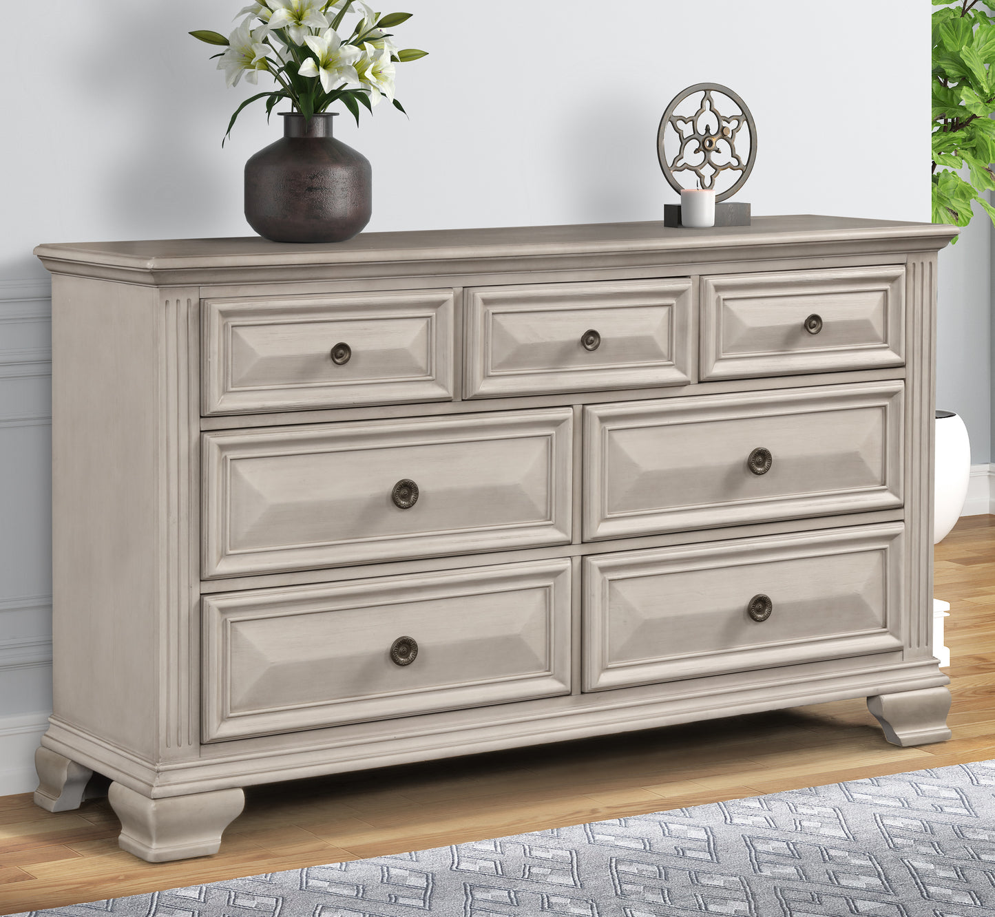 Renova Distressed Parchment Wood Bedroom Collection