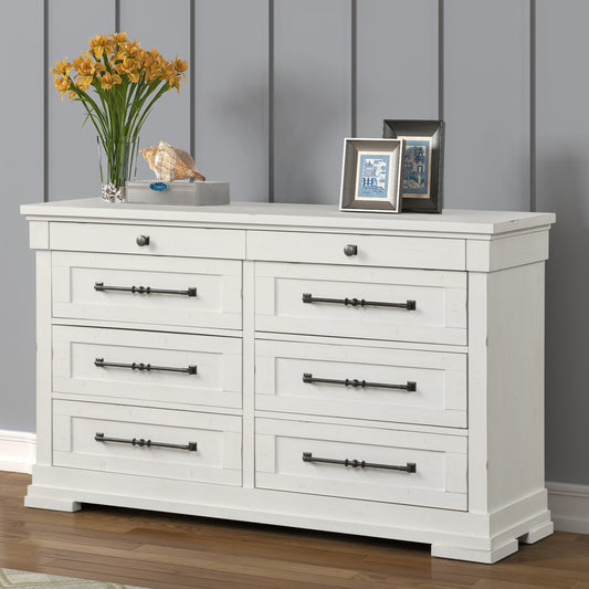 Laria Antique White Finish Wood 8-Drawer Dresser