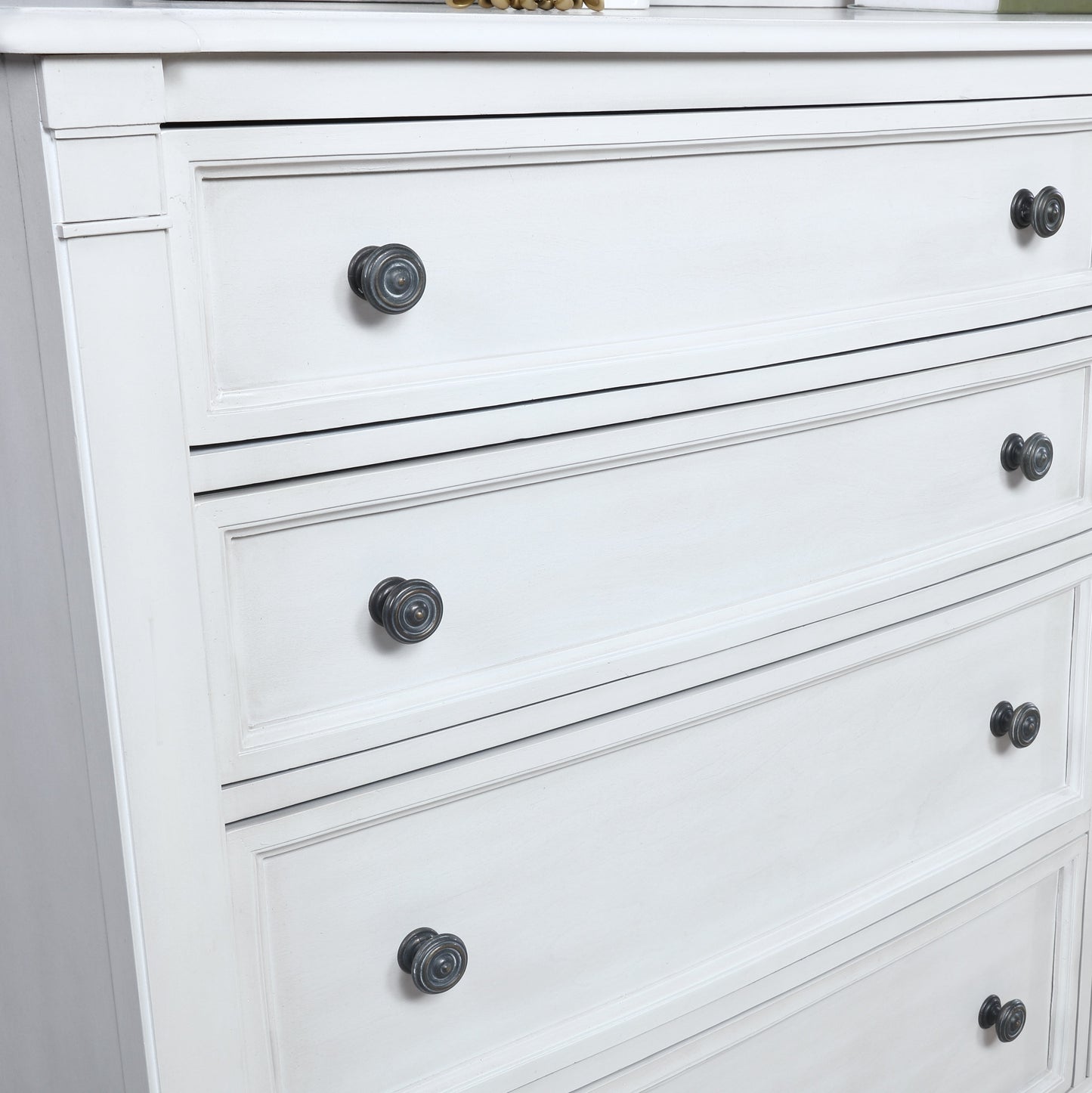 Saline Wood Planked Style 5-Drawer Chest in White Finish