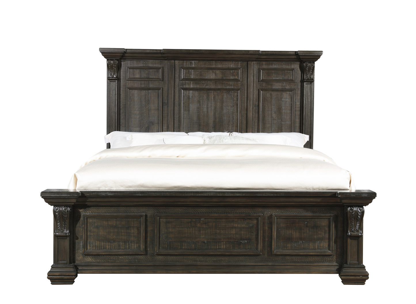 Farson Distressed Dark Walnut Finish Wood Panel Bed