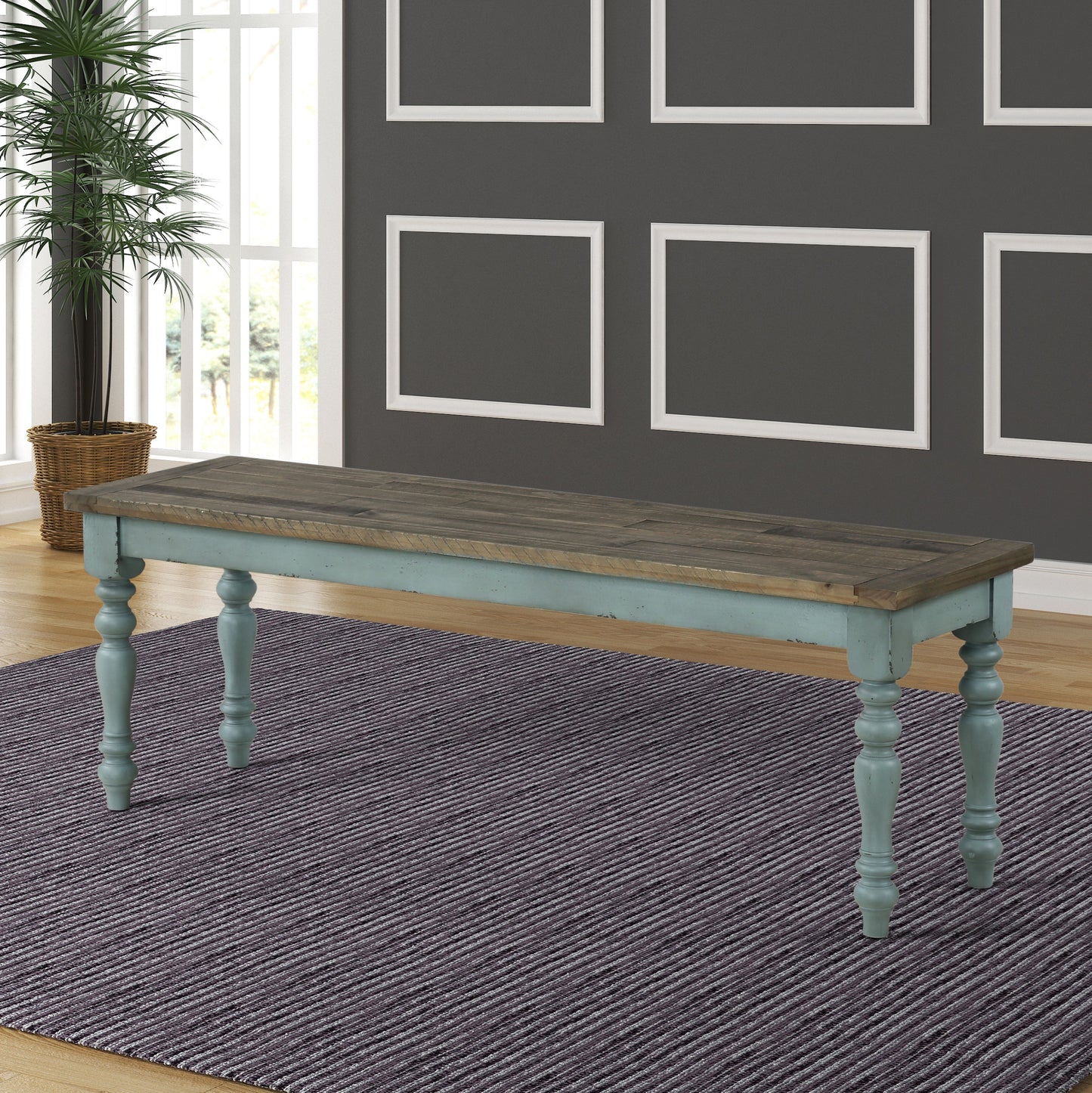 Prato Two-Tone Wood Upholstered Dining Bench