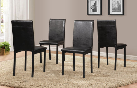 Noyes Faux Leather Seat Metal Frame Black Dining Chairs, Set of 4