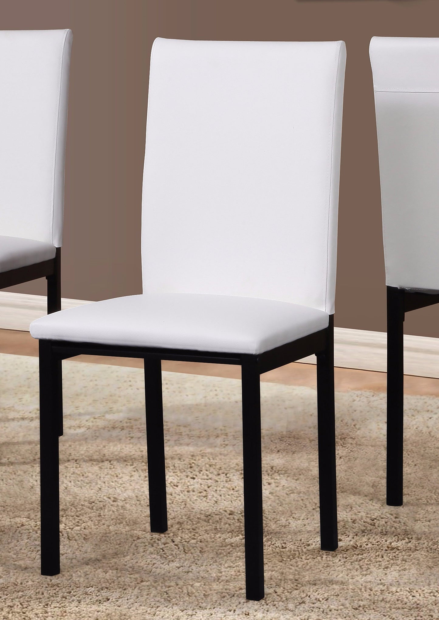 Noyes Faux Leather Seat Metal Frame White Dining Chairs , Set of 4