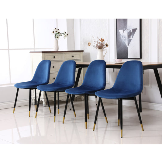 Lassan Contemporary Fabric Dining Chairs, Set of 4, Blue