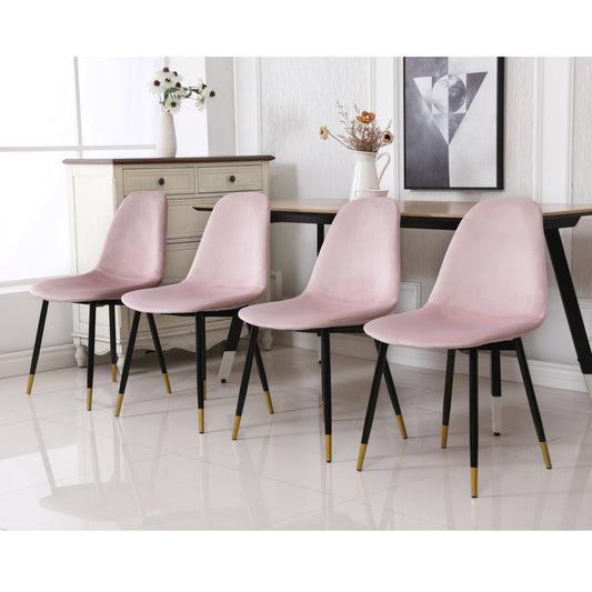 Lassan Contemporary Fabric Dining Chairs, Set of 4, Pink