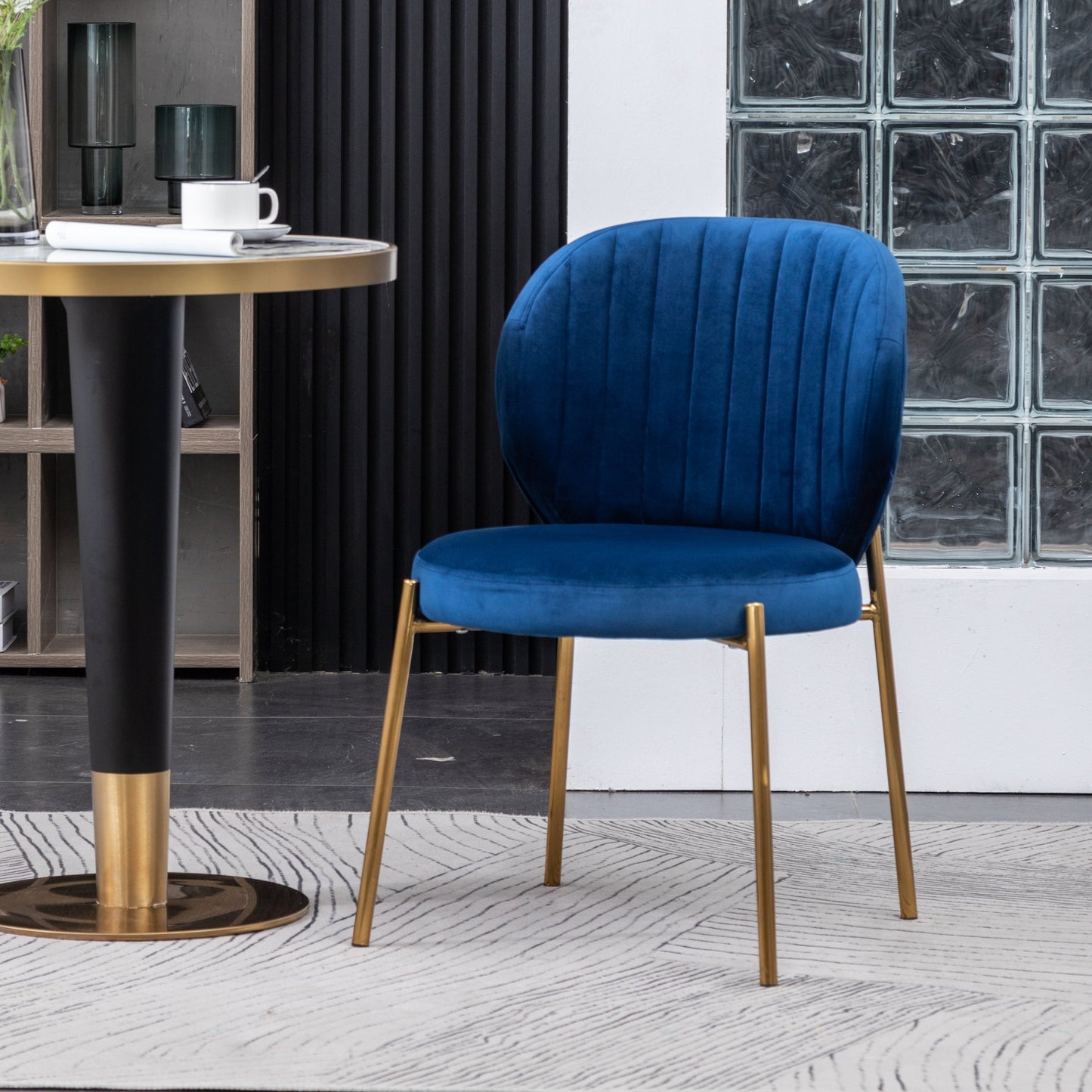 Amoa Contemporary Velvet Upholstery Dining Chair, Blue