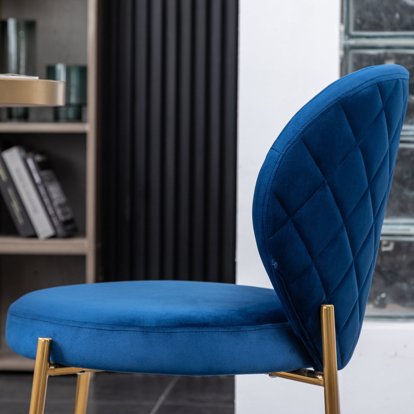 Amoa Contemporary Velvet Upholstery Dining Chair, Blue