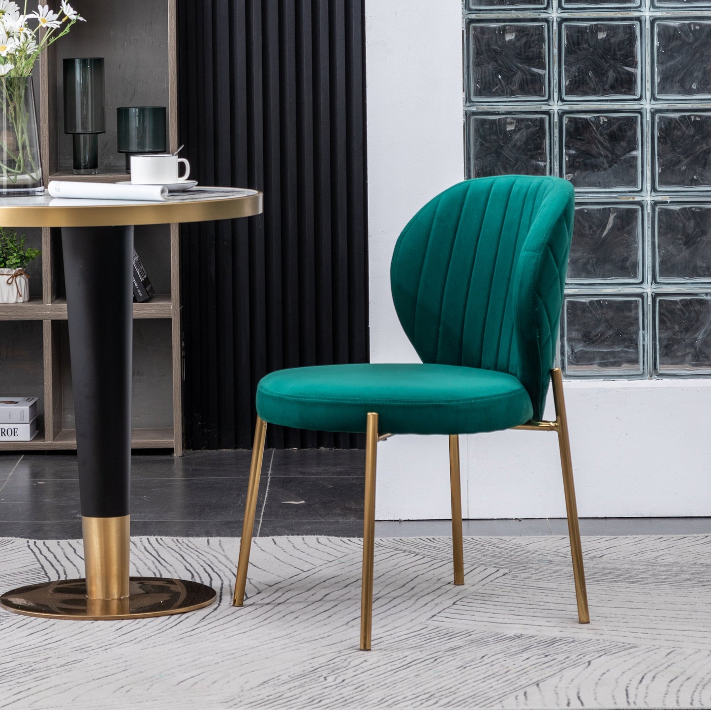 Amoa Contemporary Velvet Upholstery Dining Chair, Green