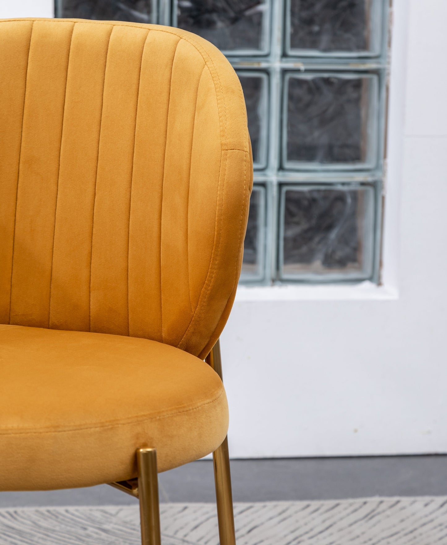 Amoa Contemporary Velvet Upholstery Dining Chair, Yellow