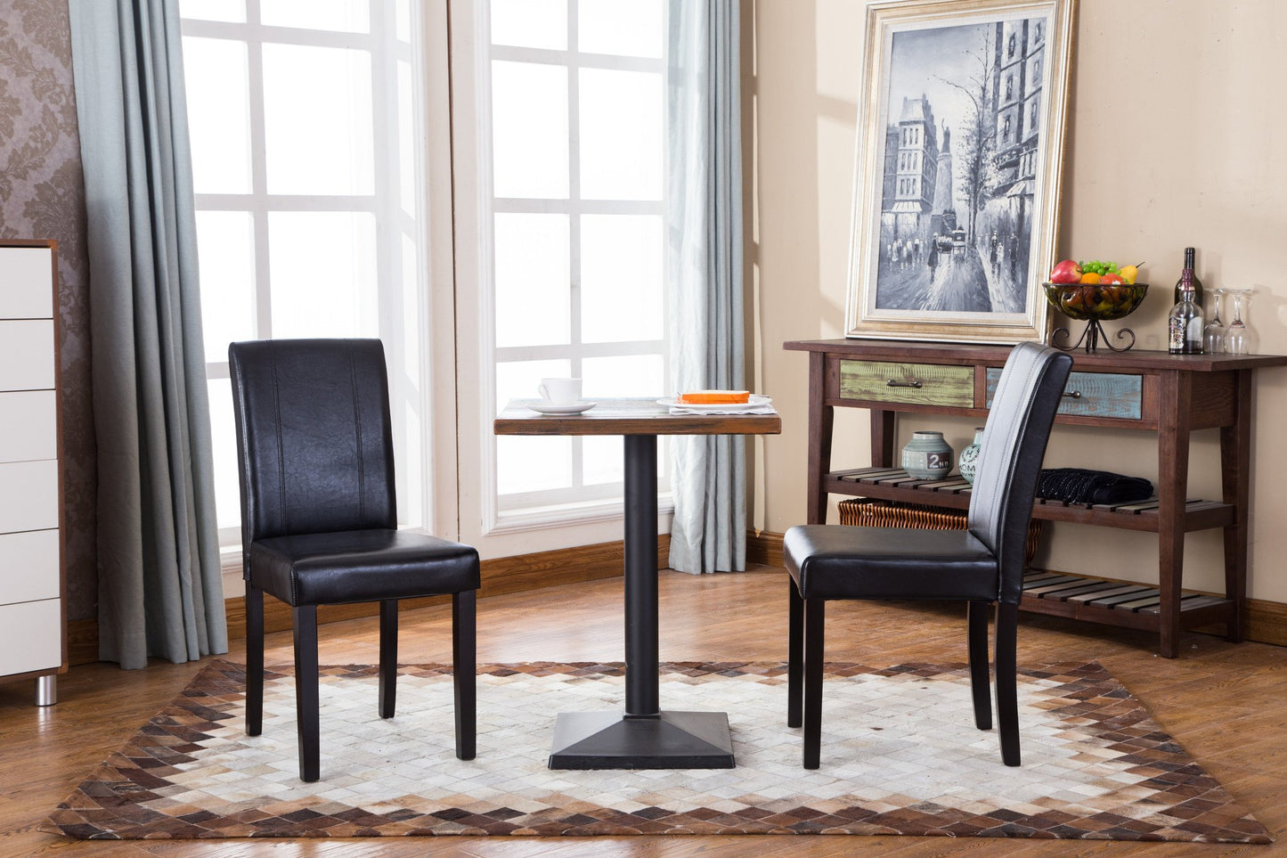 Urban Style Solid Wood Leatherette Padded Parson Chair - Set of 2