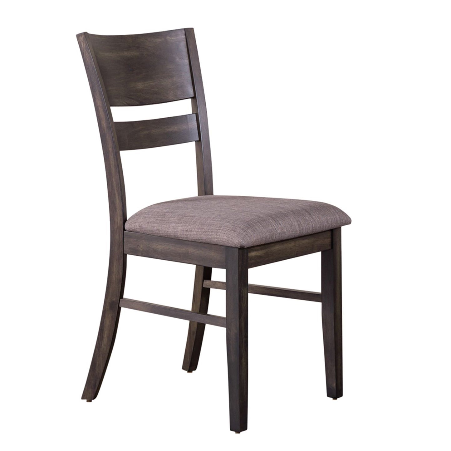 Almeta Solid Wood Slat Back Upholstered Dining Chairs, Set of 2 -Dark Umber Brown Finish