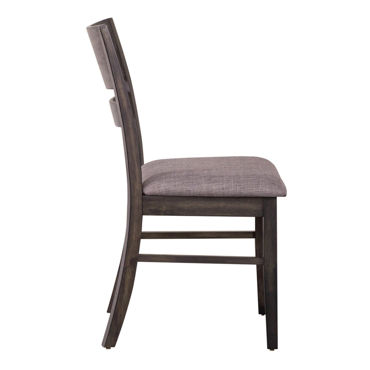 Almeta Solid Wood Slat Back Upholstered Dining Chairs, Set of 2 -Dark Umber Brown Finish