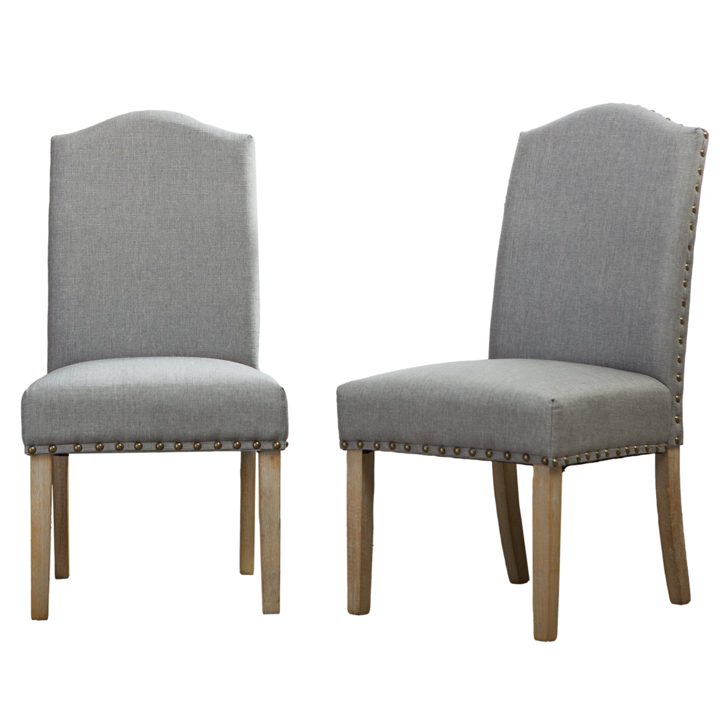 Mod Urban Style Solid Wood Nailhead Grey Fabric Padded Parson Chair, Set of 2