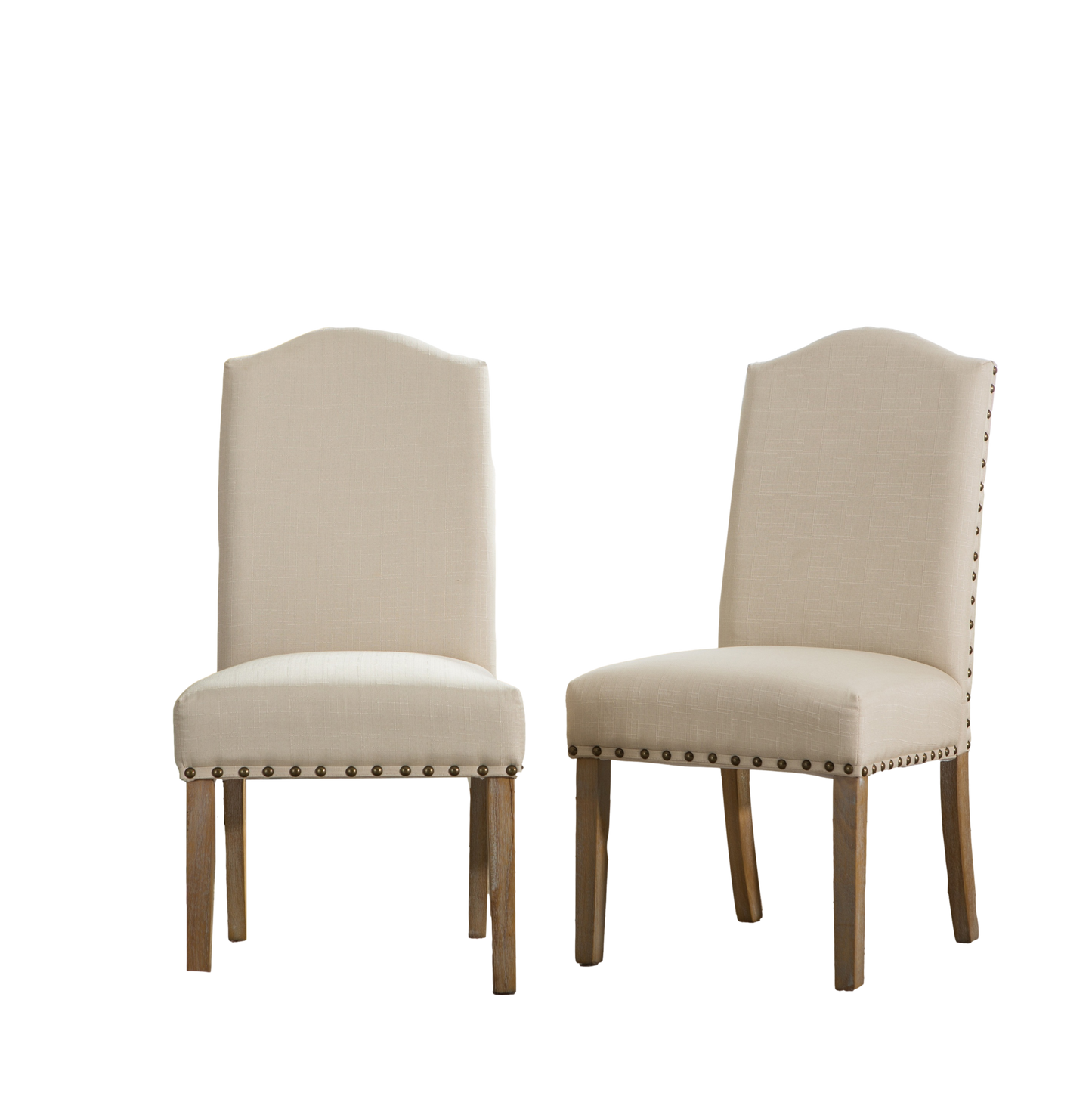 Mod Urban Style Solid Wood Nailhead Tan Fabric Padded Parson Chair, Set of 2