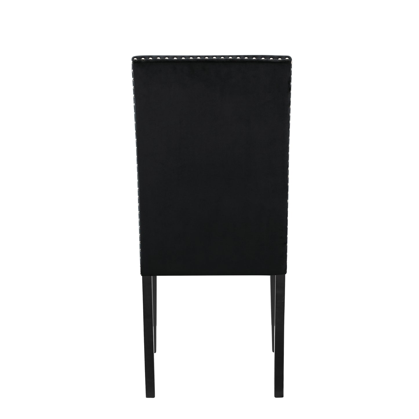 Cobre Contemporary Velvet Dining Chair with Nailhead Trim, Set of 2, Black