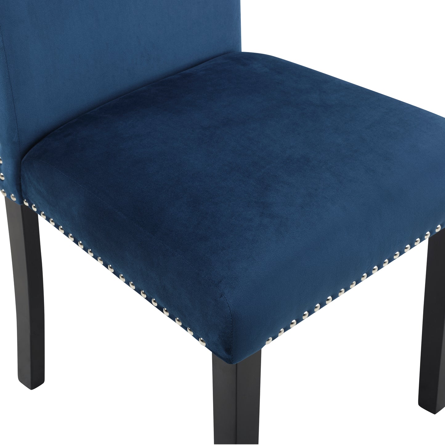 Cobre Contemporary Velvet Dining Chair with Nailhead Trim, Set of 2, Blue