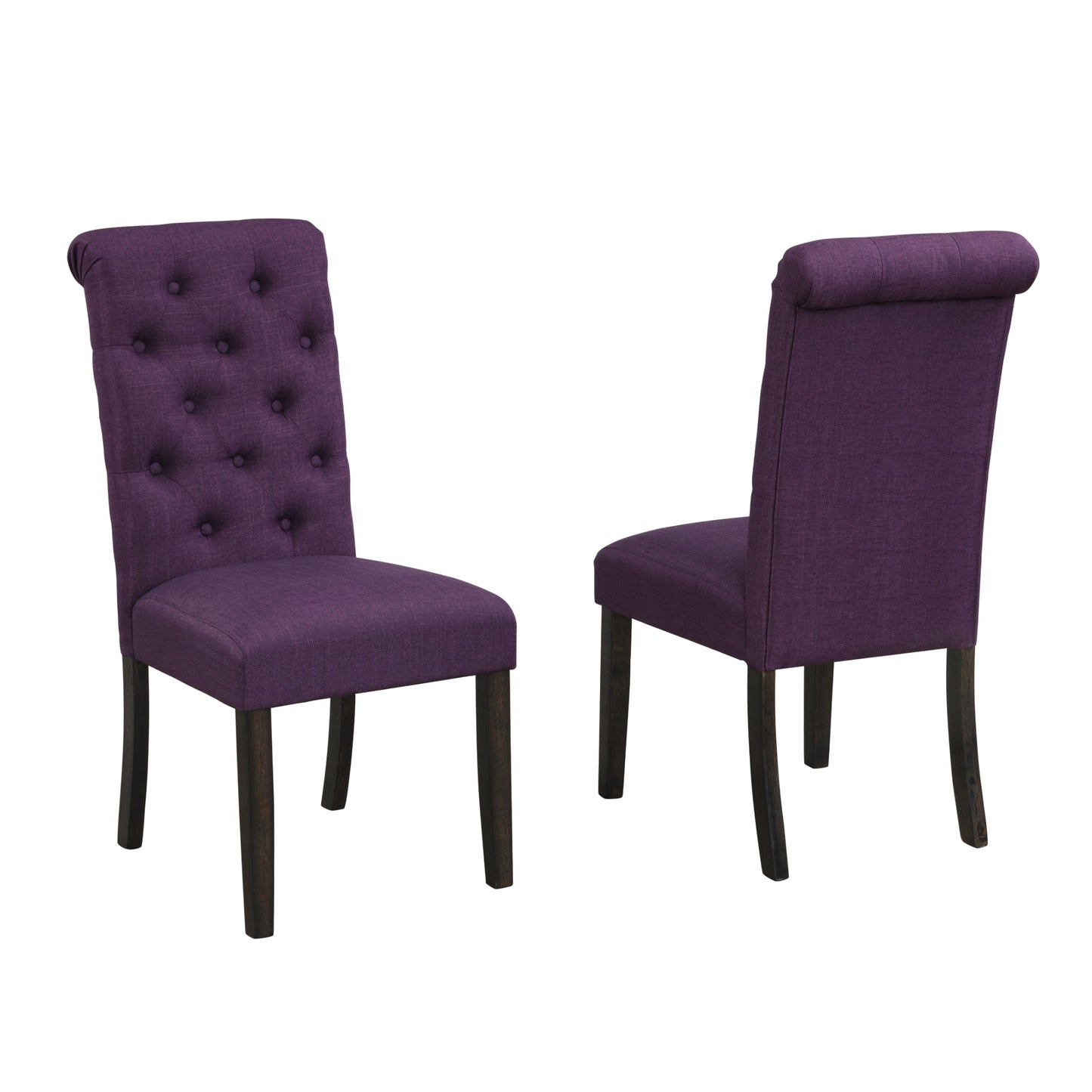 Leviton Solid Wood Tufted Asons Dining Chair, Set of 2, Purple