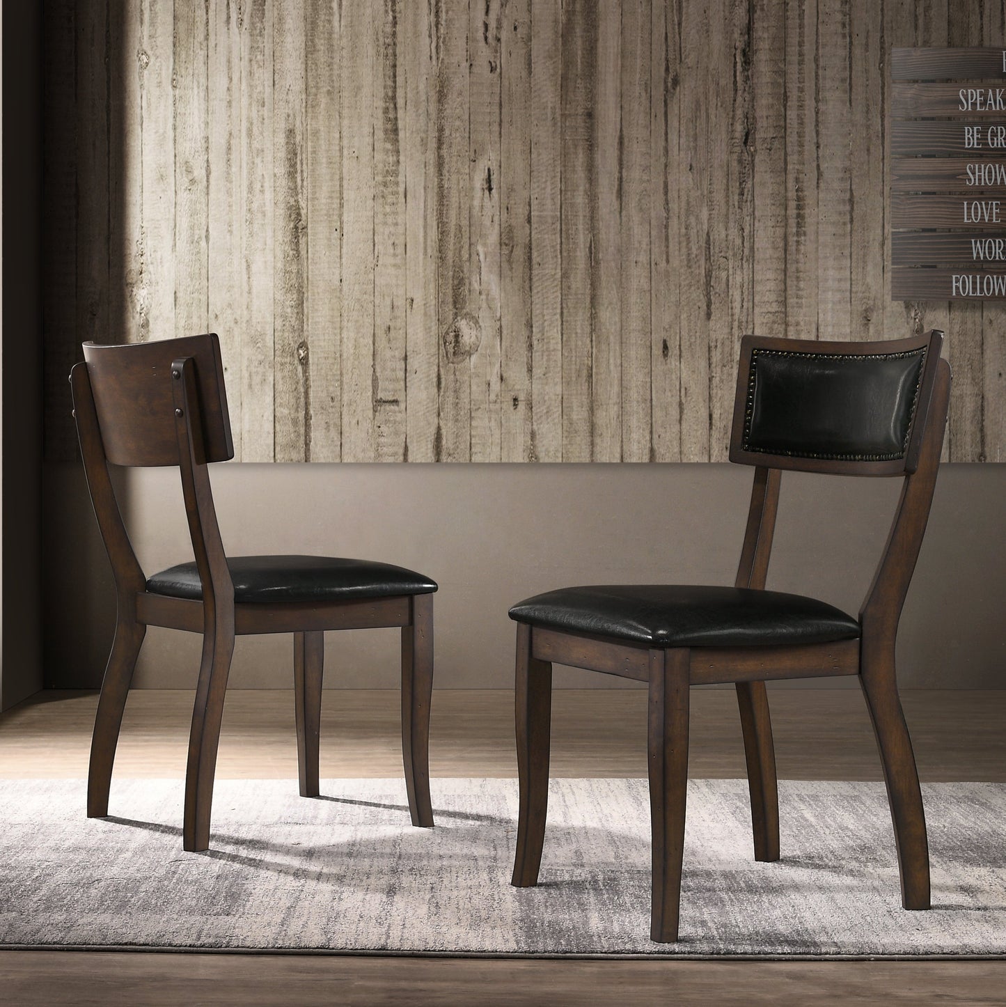 Havre Burnish Oak Finished Wood Upholstered Dining Chairs, Set of 2