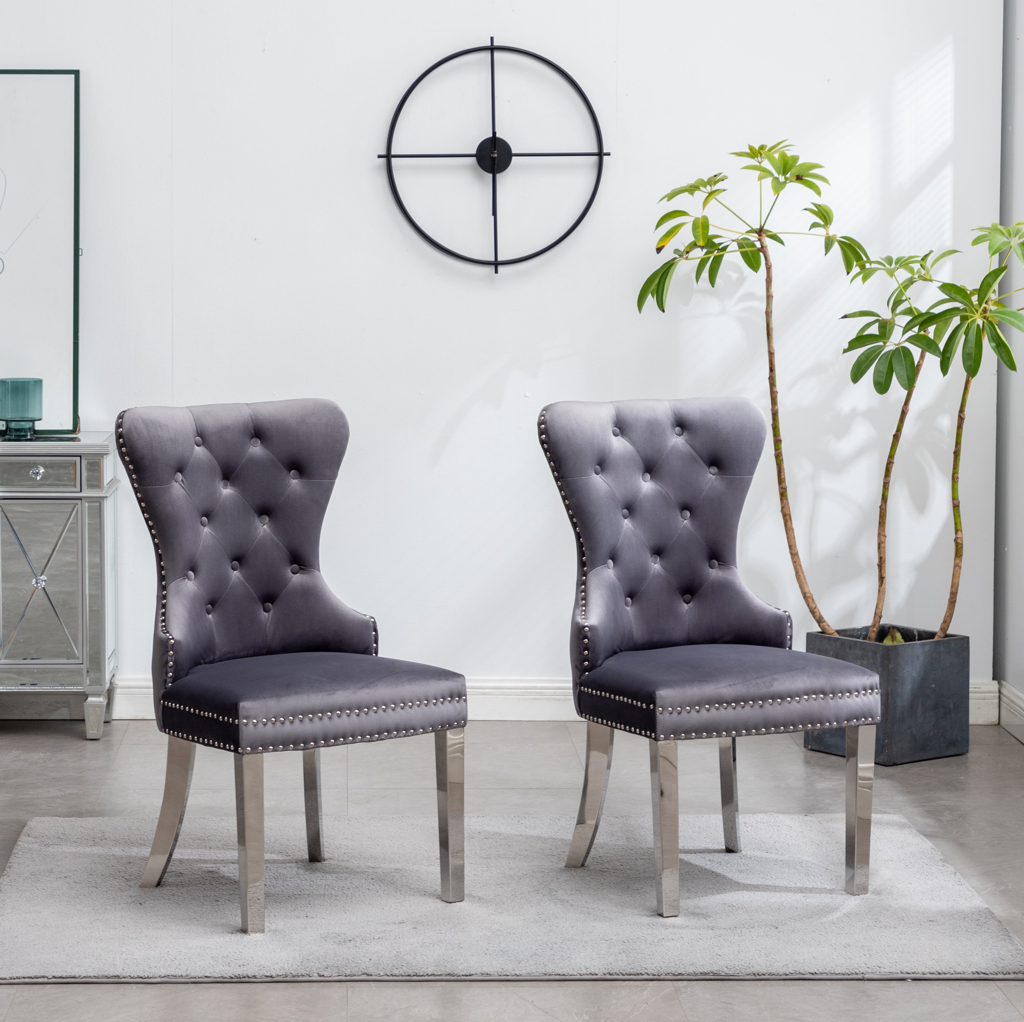 Tufted velvet dining chair hot sale