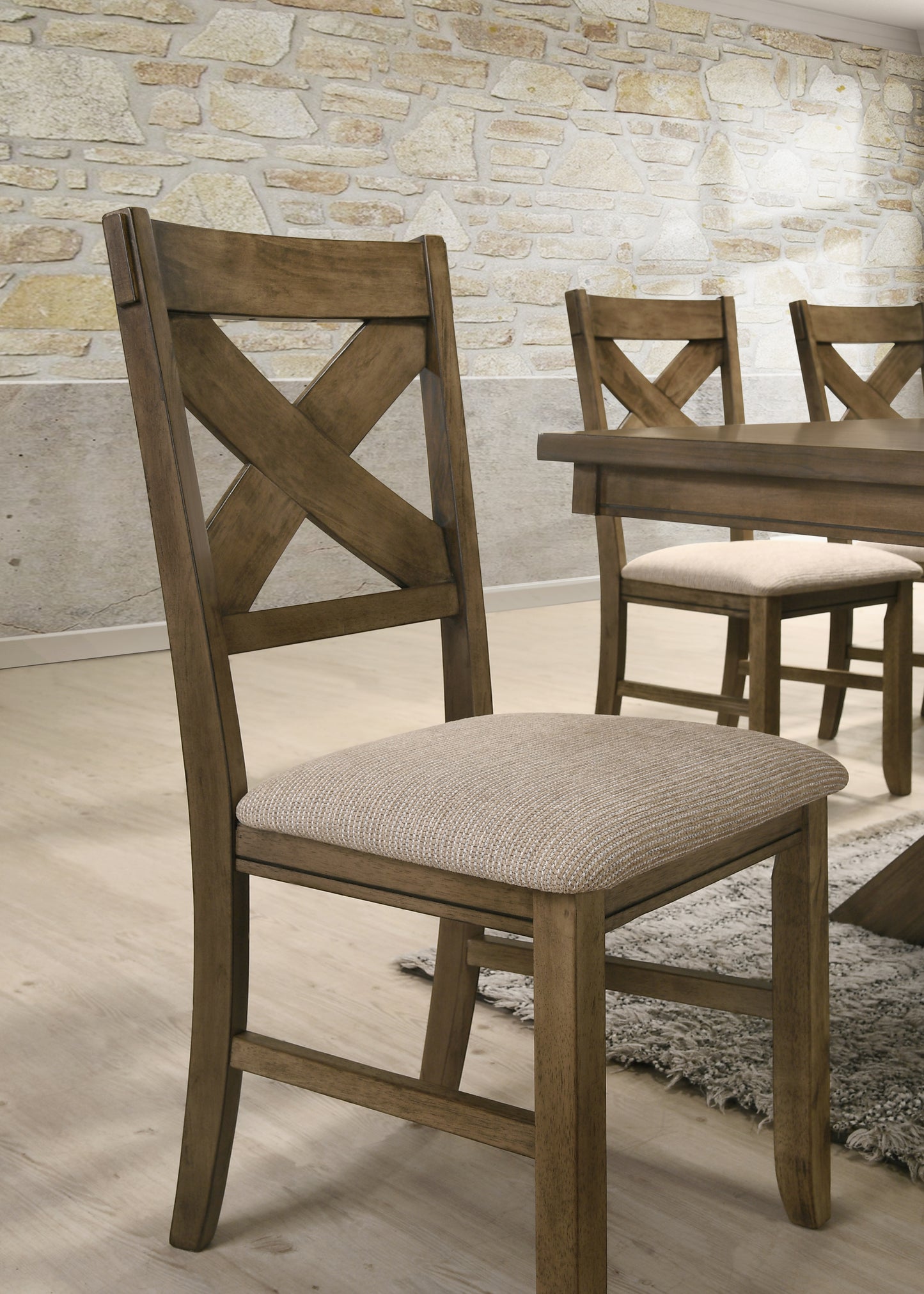 Raven Wood Fabric Upholstered Dining Chair Set of 2