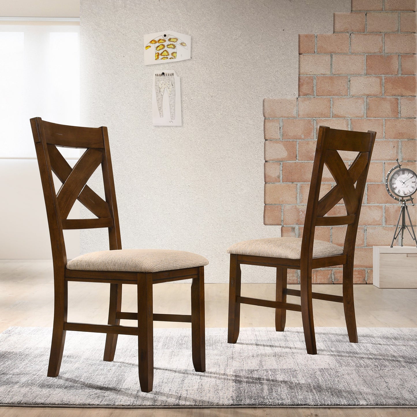 Karven Solid Wood Dining Chairs, Set of 2