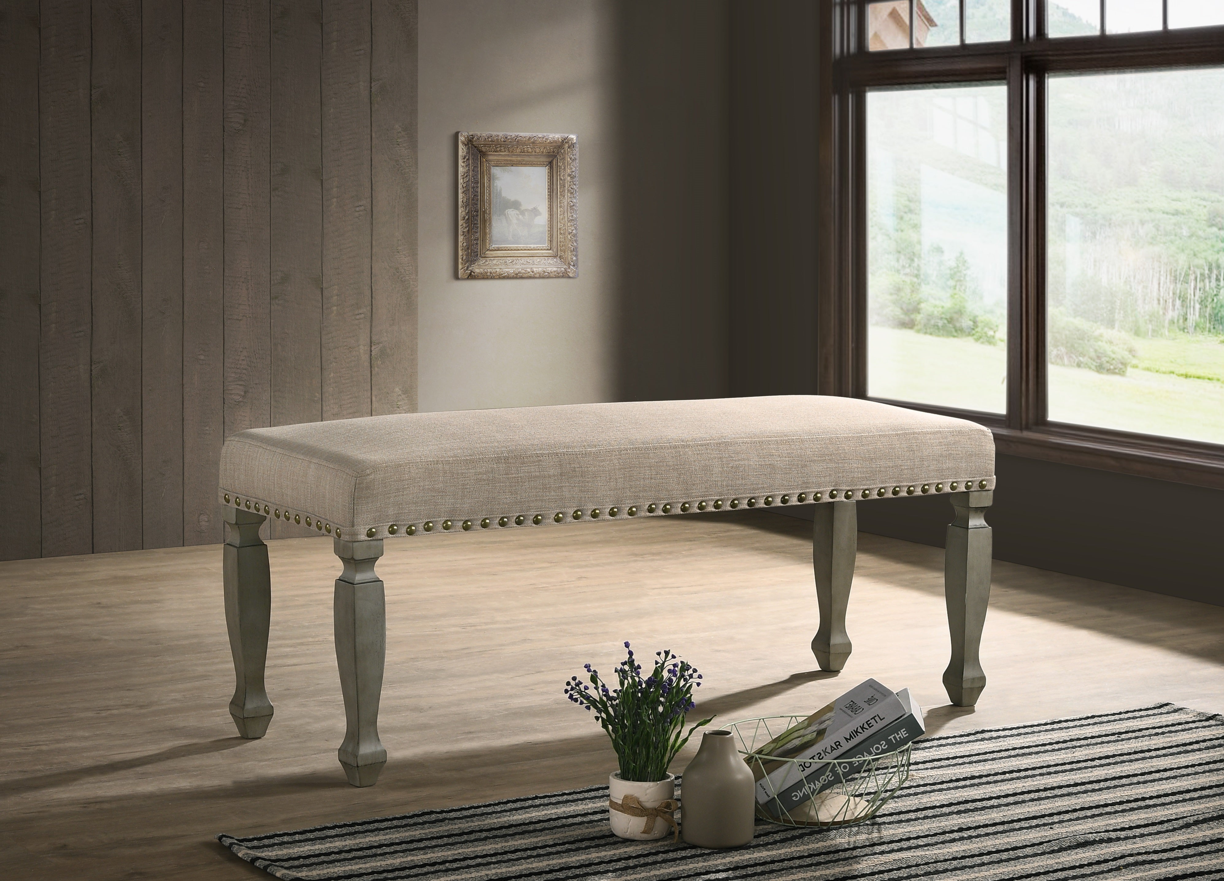 Farmhouse deals upholstered bench