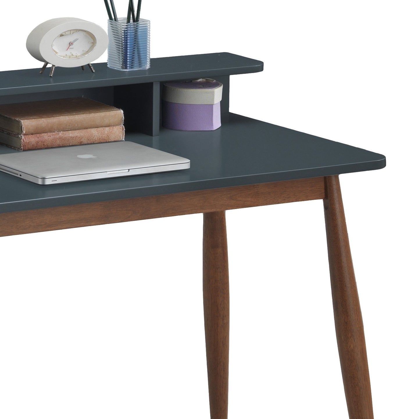 Roskilde Gray Blue Storage Wood Office Desk