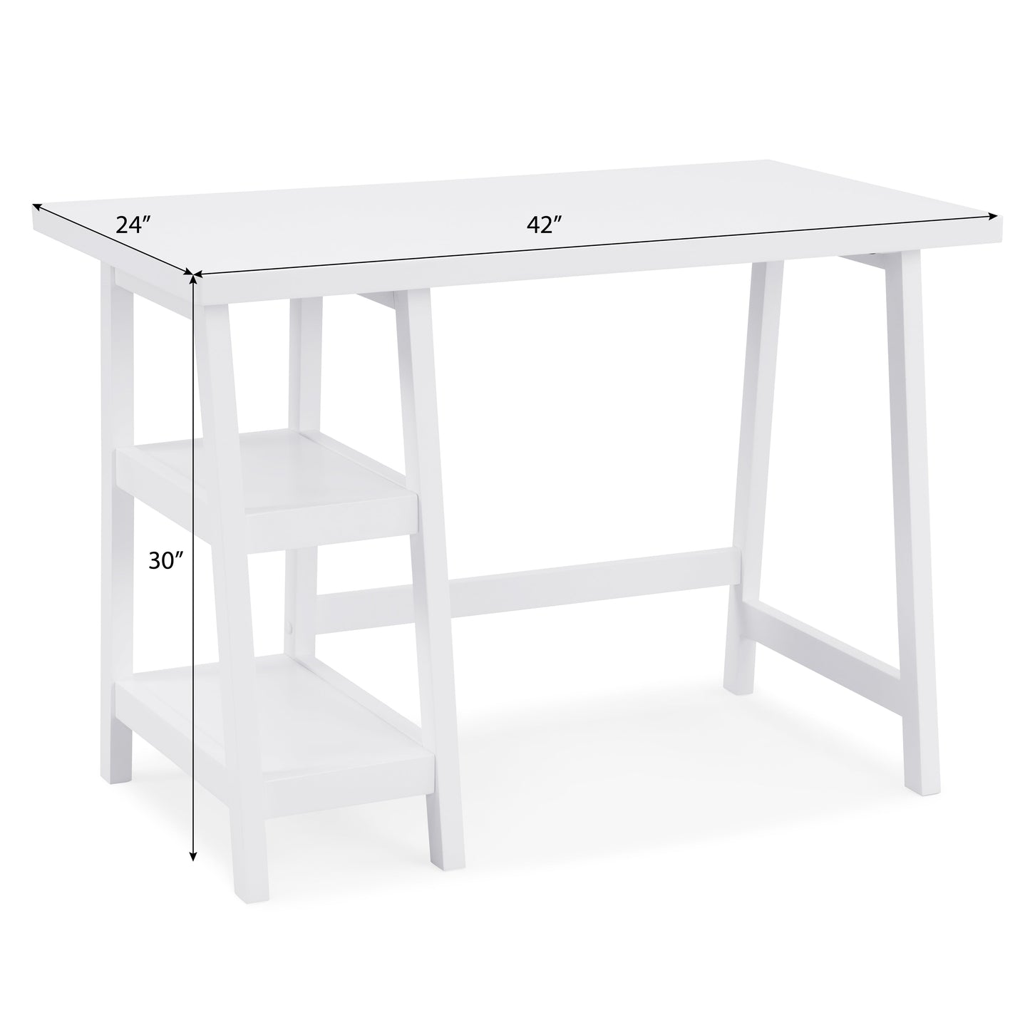 Redina Contemporary Wood Writing Desk with Storage, White