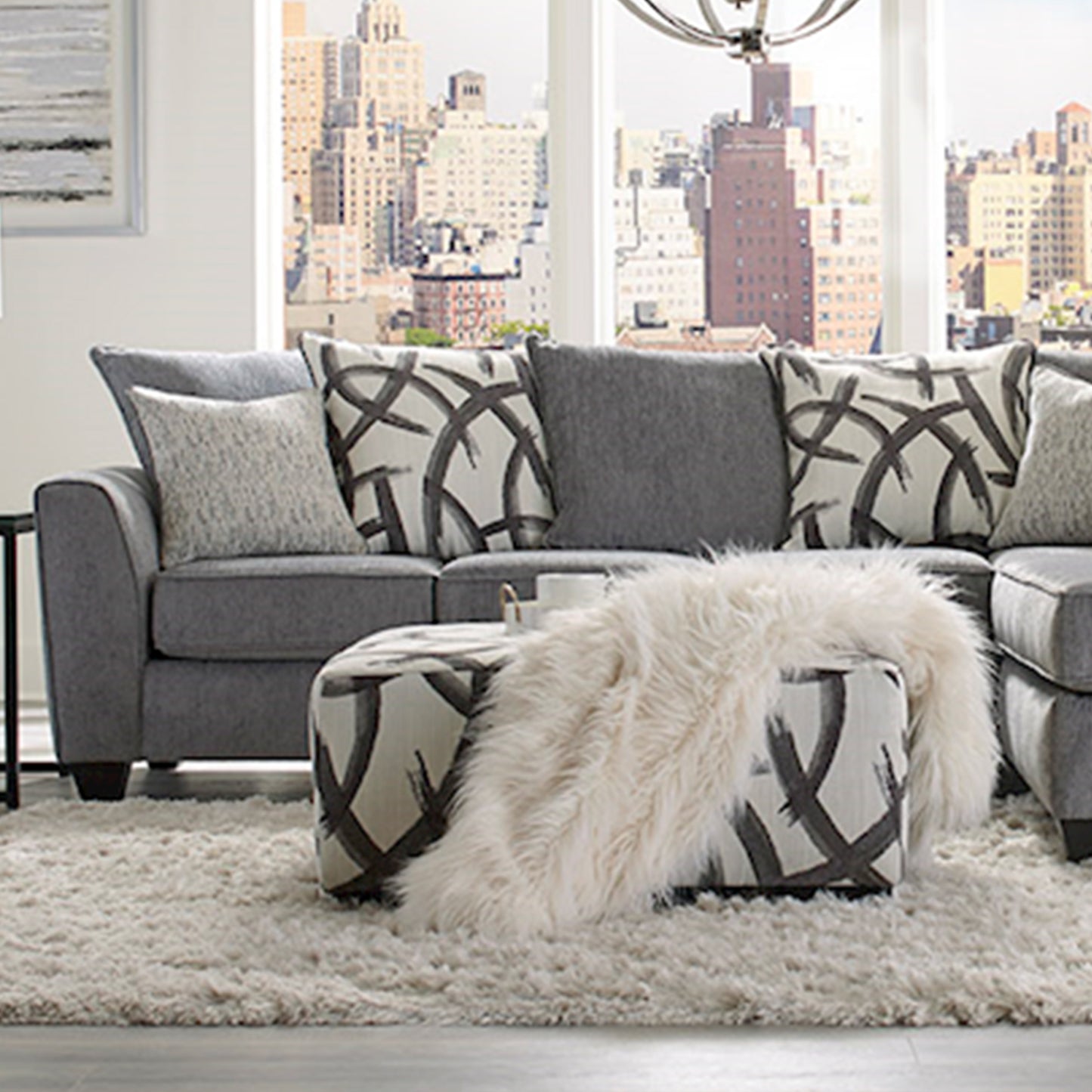 Montero Contemporary Gray Fabric Sectional Collection