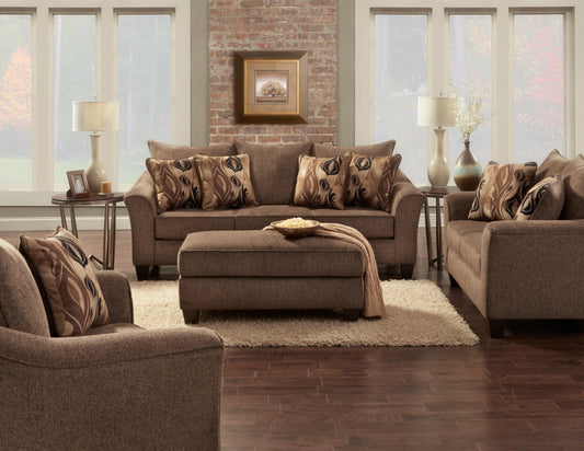 Camero Fabric Pillowback Living Room Collection, Brown