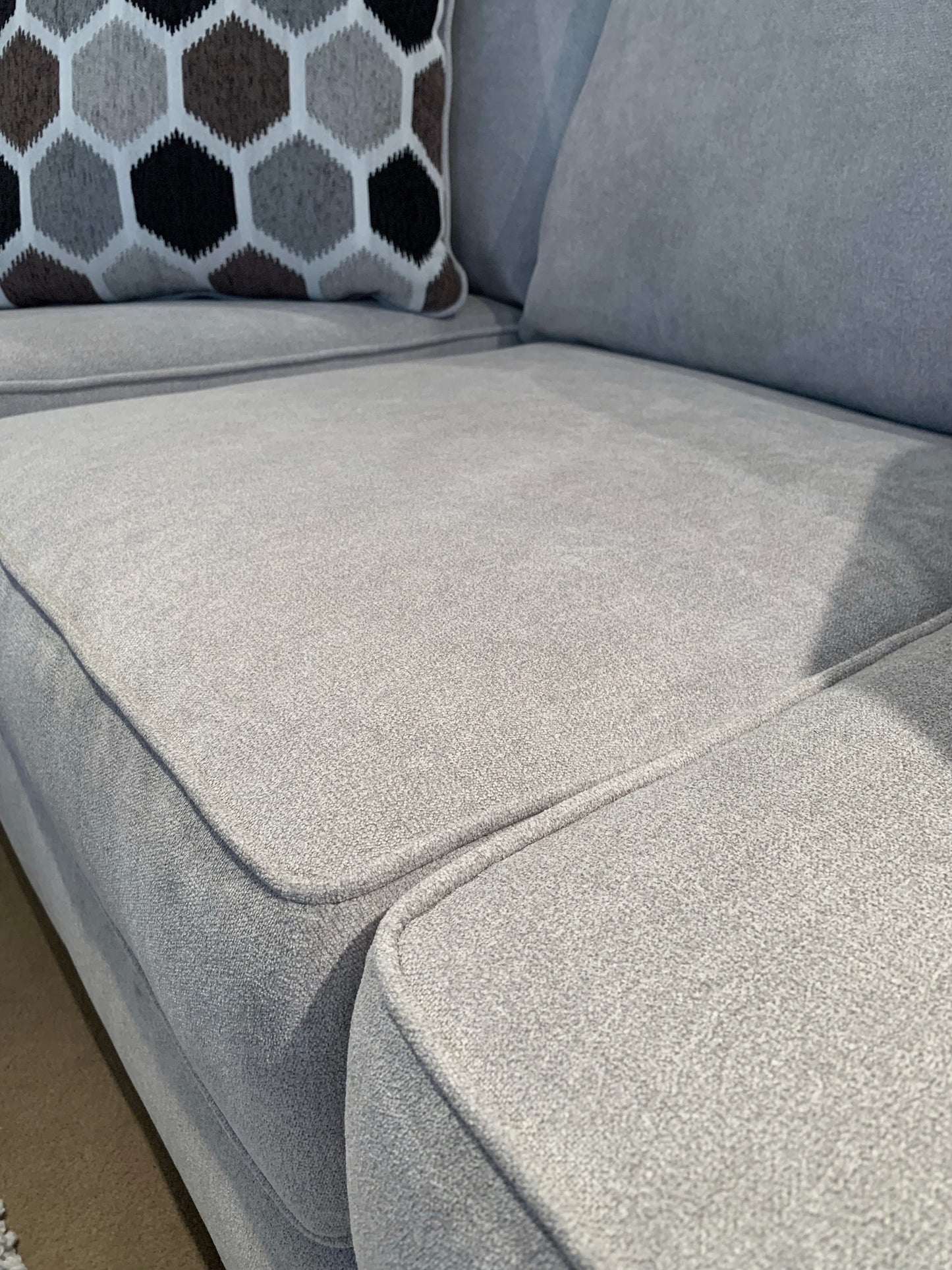 Camero Fabric Pillowback Sofa, Silver