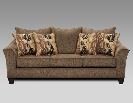 Camero Cafe Fabric Pillowback Sofa