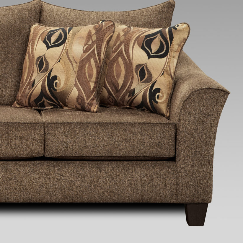 Camero Cafe Fabric Pillowback Sofa Roundhill Furniture