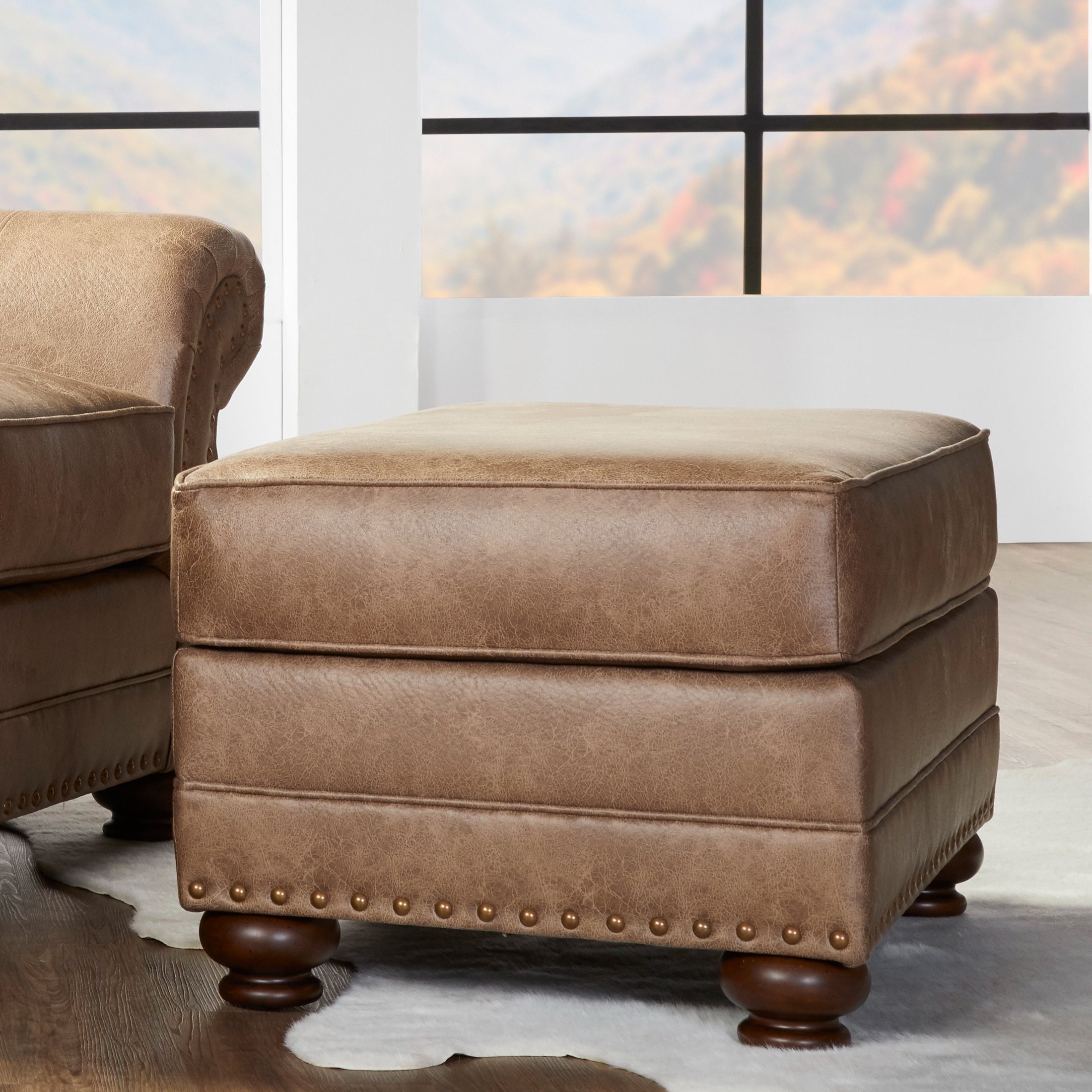 Faux leather 2024 chair and ottoman