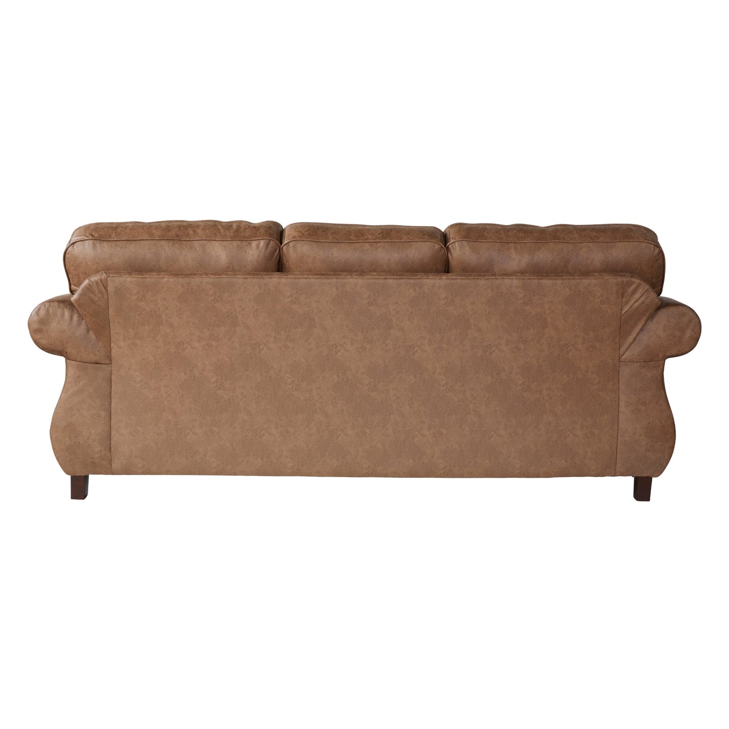 Leinster Faux Leather Sofa with Antique Bronze Nailheads in Jetson Ginger