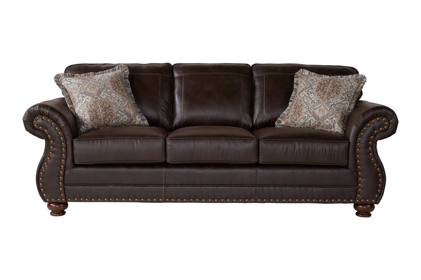 Leinster Faux Leather Upholstered Nailhead Living Room Collection in Espresso