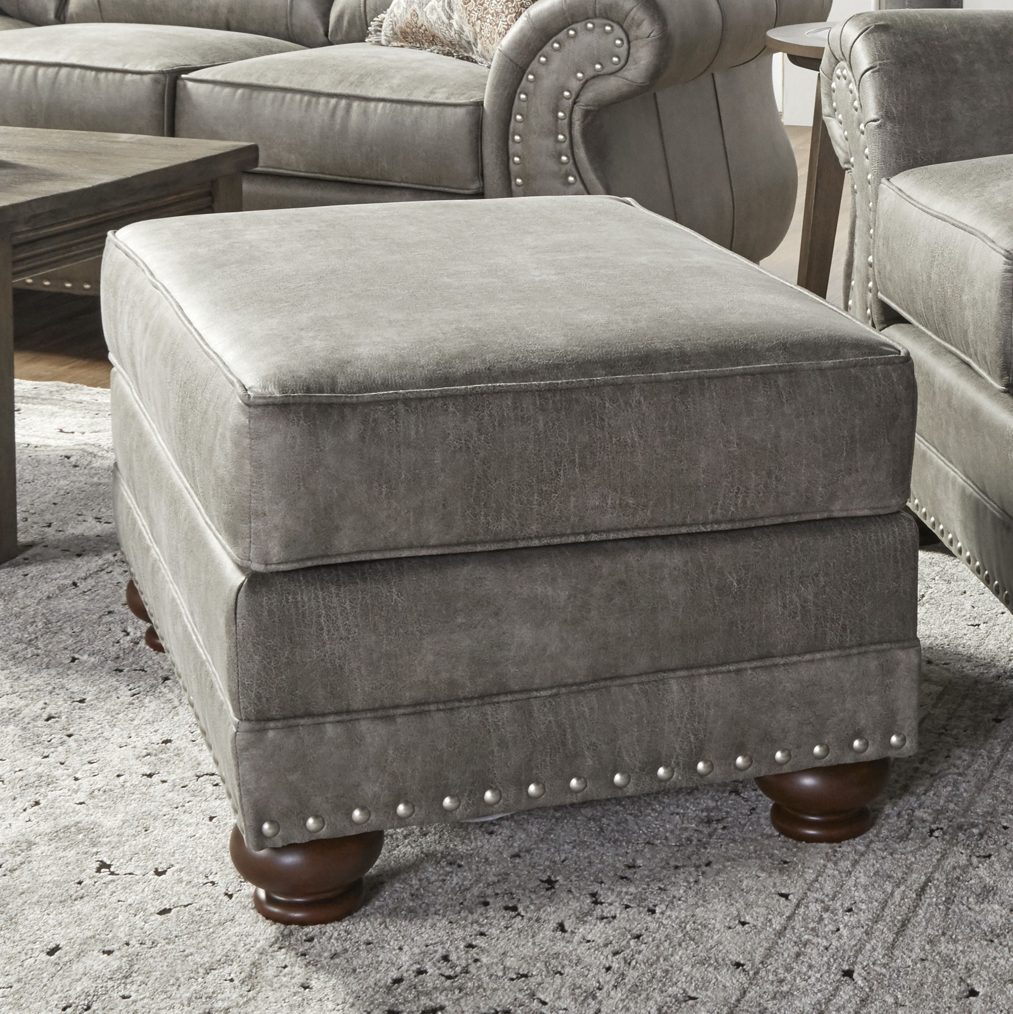 Faux leather on sale grey ottoman