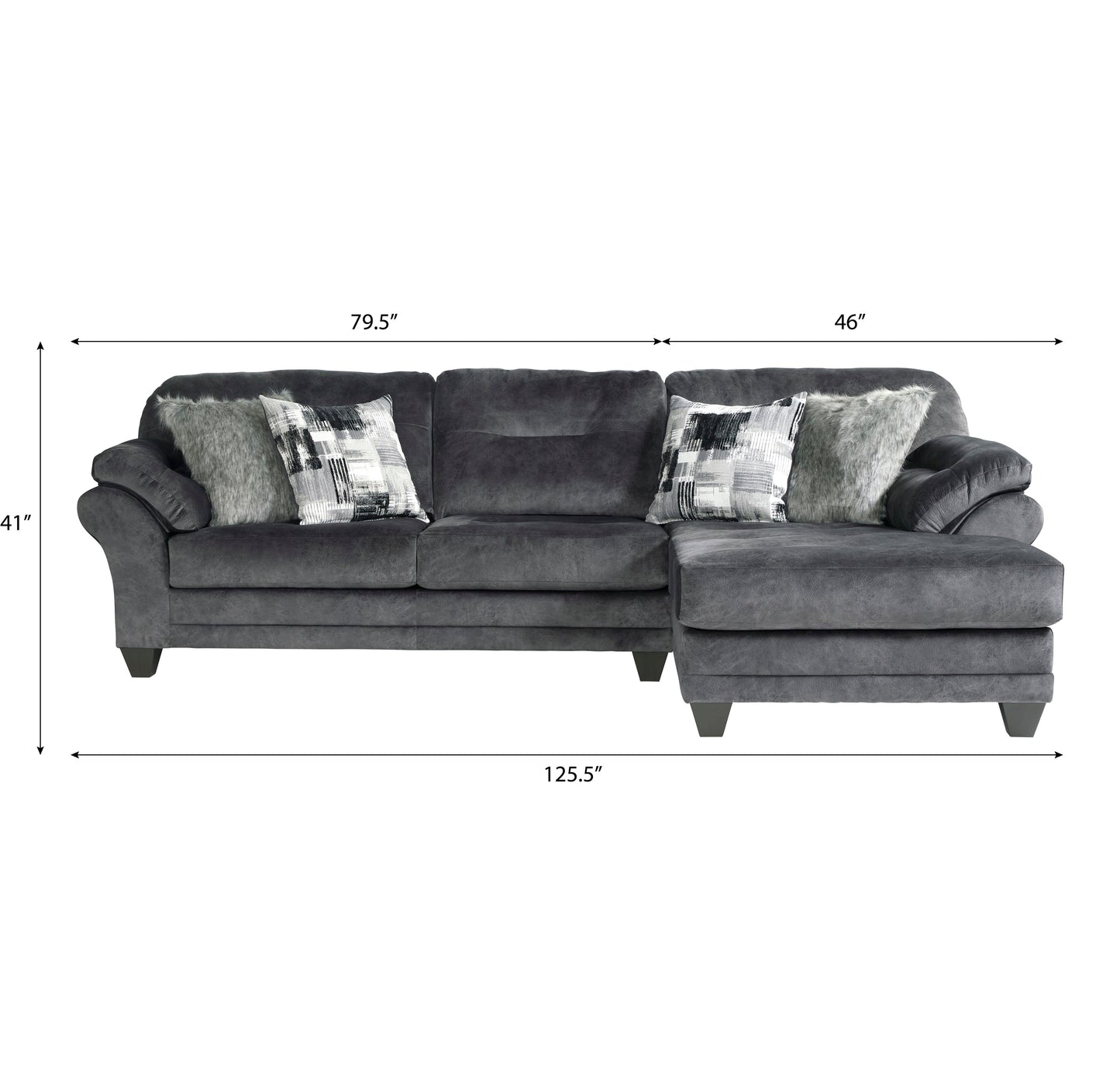 Bonarse Fabric Right Facing Sectional Sofa in Wonderland Slate