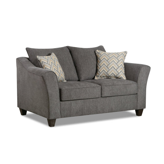 Sorpre Transitional Style Fabric Pillow Back Loveseat, Charcoal