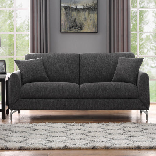 Noreen Contemporary Gray Fabric Rounded Arm Sofa